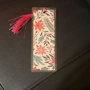 Floral Bookmark with Pink Tassel